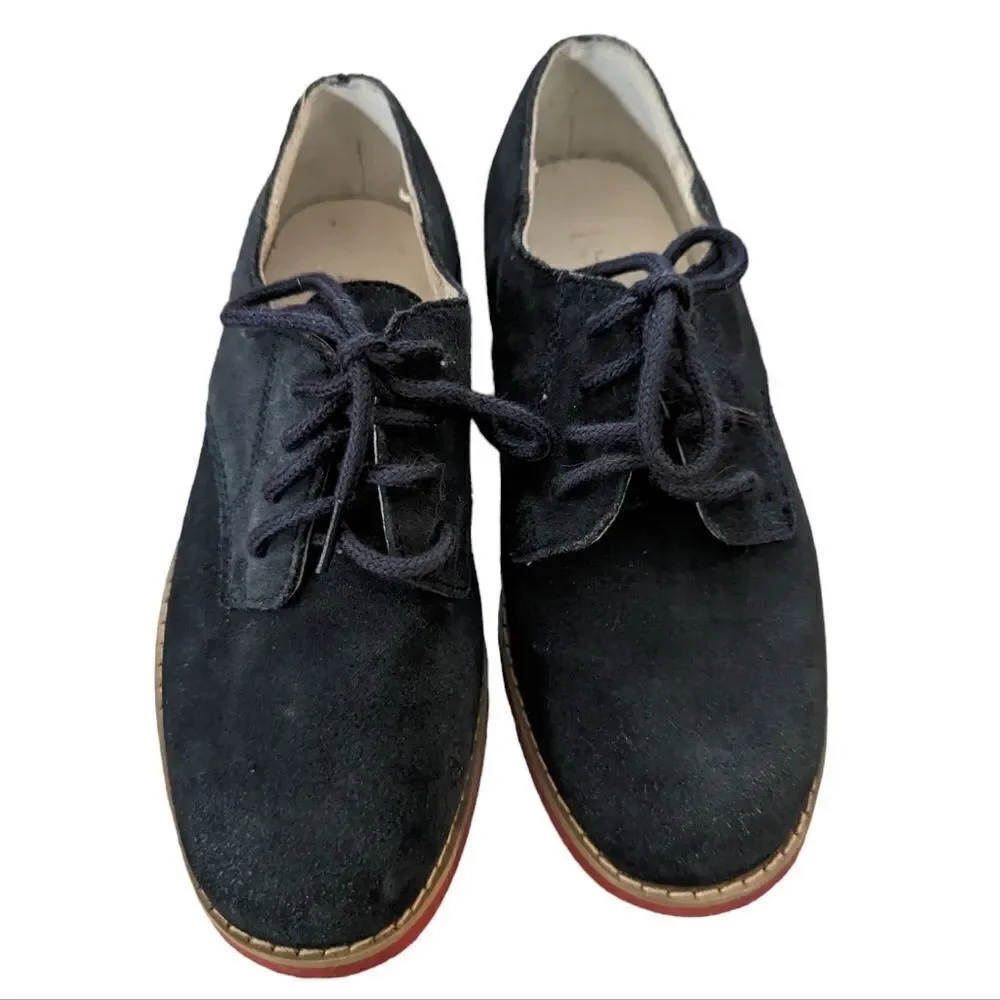 Lands End blue suede shoes size 1 youth‎